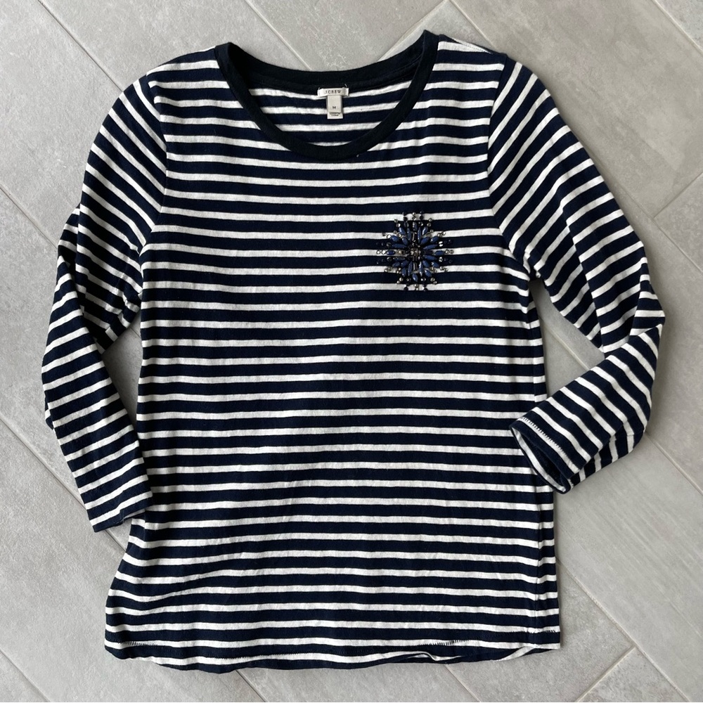 J. Crew Beeded Long Sleeve Tee